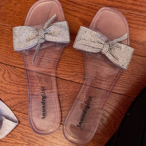 Clear jelly rhinestone bow sandals size 9 - Picture 1 of 6